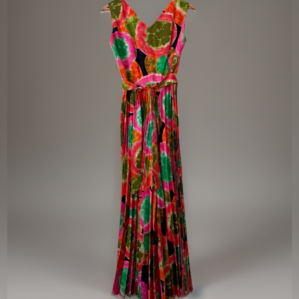 RARE Alice Polynesian Vintage 1970s Vibrant Multicolor Maxi Jumpsuit - Picture 3 of 11